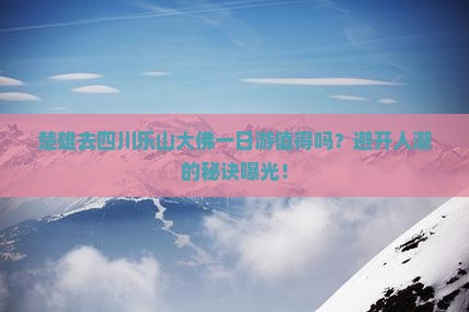 楚雄去四川乐山大佛一日