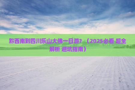 黔西南到四川乐山大佛一日