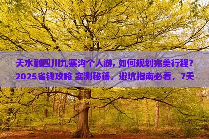 天水到四川九寨沟个人游