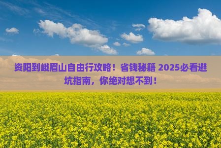 资阳到四川峨眉山自由行