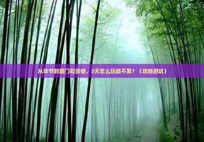 毕节去厦门和贵楼哪里玩