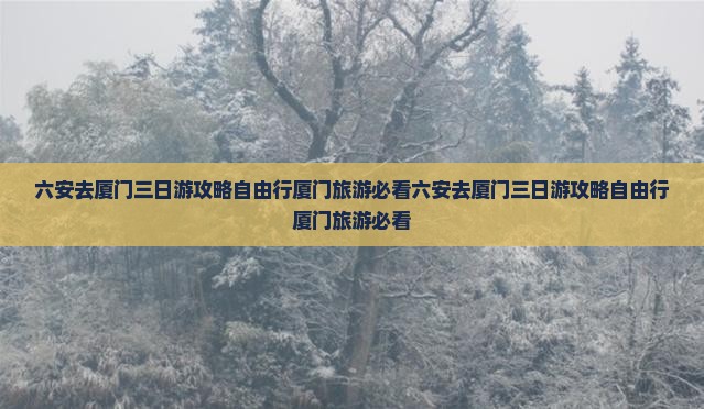 六安去厦门三日游