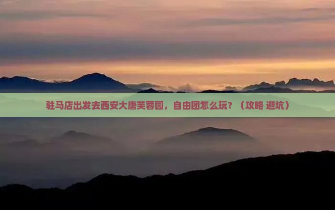 驻马店去西安大唐芙蓉园自由团