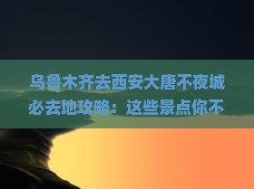 乌鲁木齐去西安大唐不夜城必去地