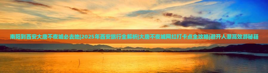 南阳到西安大唐不夜城必去地