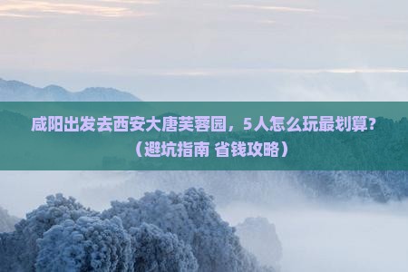 咸阳去西安大唐芙蓉园团体旅游