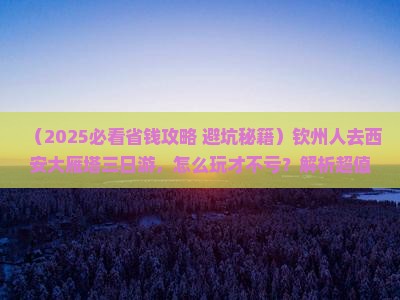 钦州到西安大雁塔三日游