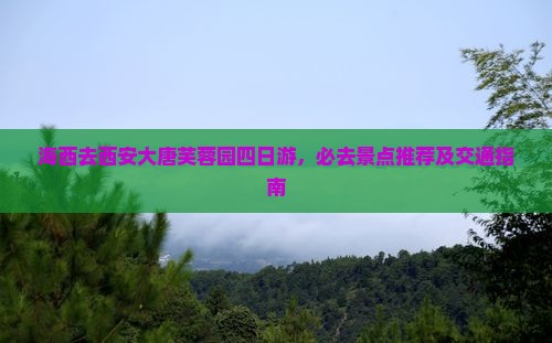 海西去西安大唐芙蓉园四日游