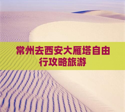 常州去西安大雁塔自由行