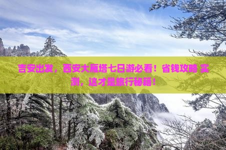 吉安到西安大雁塔七日游