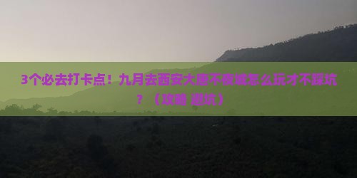 九月去西安大唐不夜城必去地