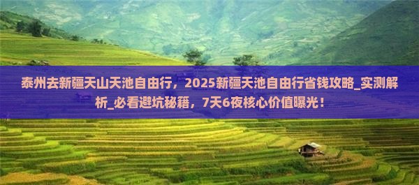 泰州去新疆天山天池自由行