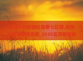 六盘水到新疆吐鲁番七日游