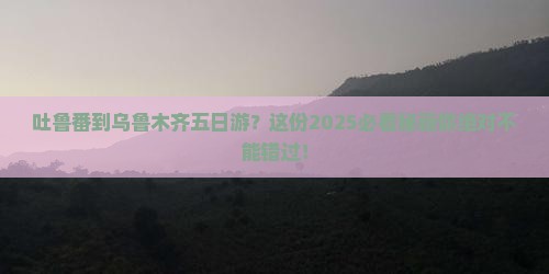 吐鲁番到新疆乌鲁木齐五日游