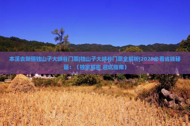 本溪去新疆独山子大峡谷门票
