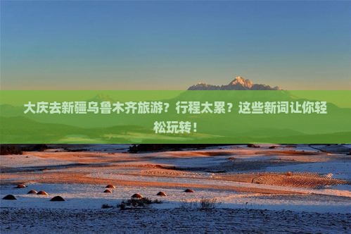 大庆去新疆乌鲁木齐旅游