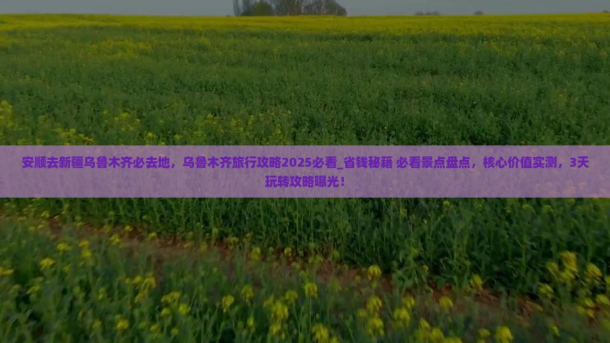 安顺去新疆乌鲁木齐必去地