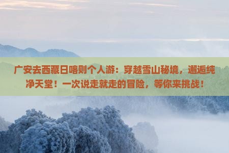 广安去西藏日喀则个人游