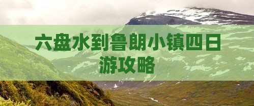 六盘水到西藏鲁朗小镇四日游