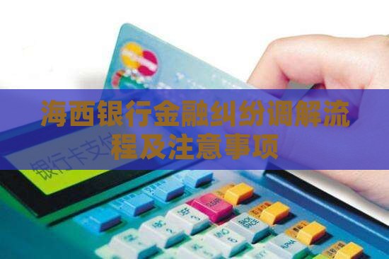 海西银行金融纠纷调解流程及注意事项