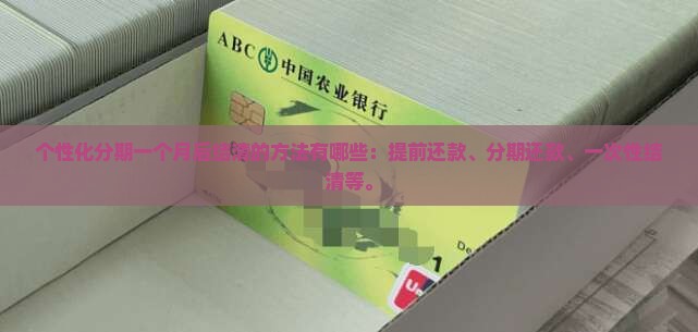 个性化分期一个月后结清的方法有哪些