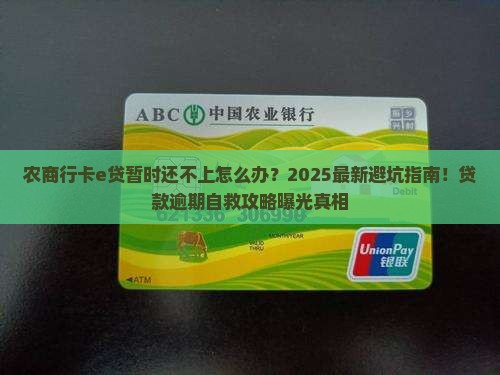 农商行卡e贷暂时还不上怎么办