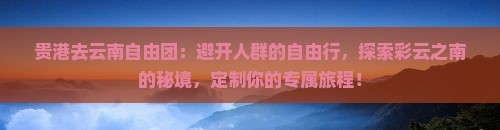 贵港去云南自由团