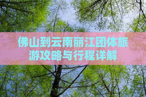 佛山到云南丽江团体旅游