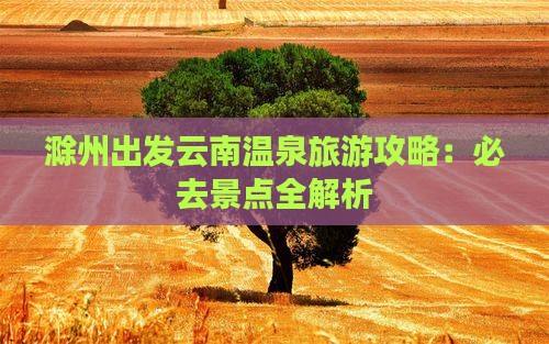滁州去云南温泉自由行