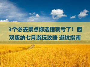 七月到云南西双版纳哪里玩
