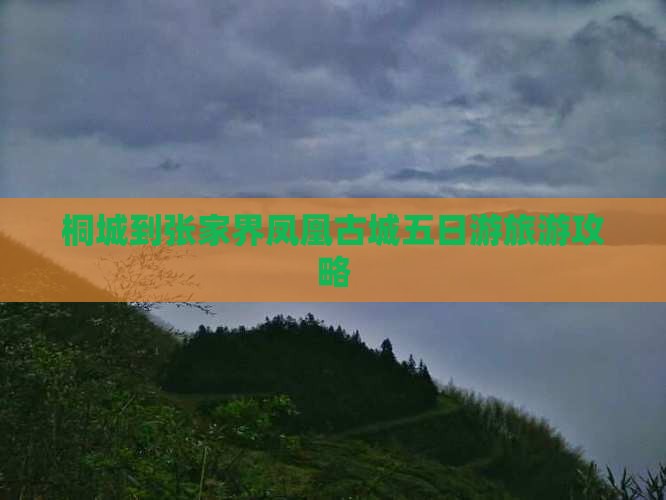 桐城到张家界凤凰古城五日游