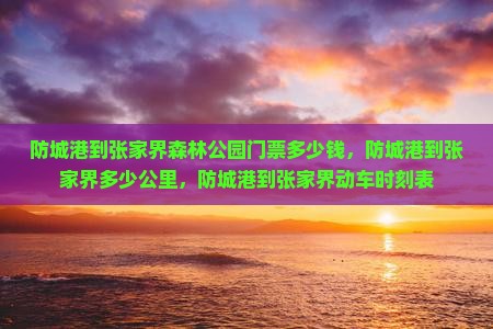 防城港到张家界森林公园门票