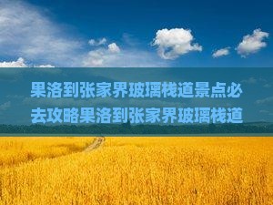 果洛到张家界玻璃栈道景点