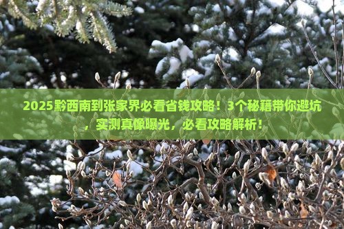 黔西南到张家界攻略