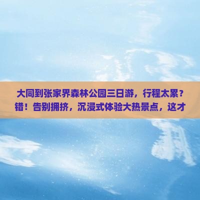 大同到张家界森林公园三日游