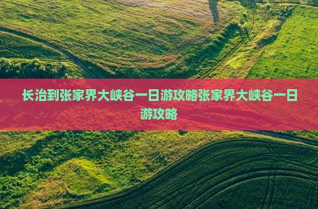 长治到张家界大峡谷一日