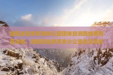 濮阳去张家界森林公园团体旅游