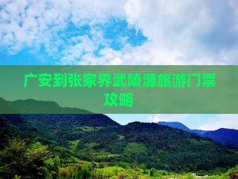 广安到张家界武陵源门票
